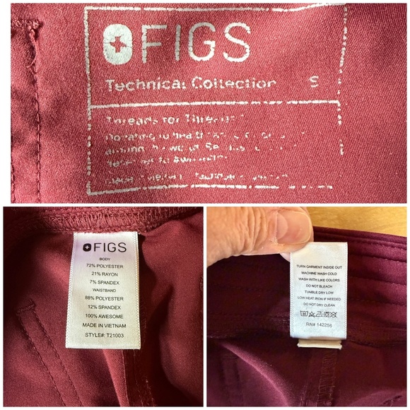 FIGS TECHNICAL COLLECTION SCRUBS SS V NECK TOP PULL ON DRAWSTRING WAIST PANTS S - Picture 11 of 11